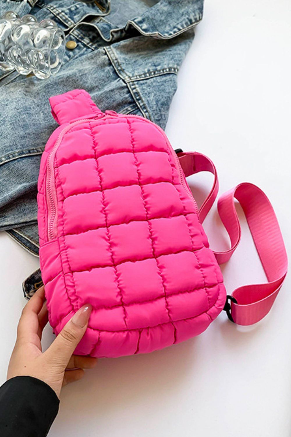 Quilted Nylon Crossbody  Bag